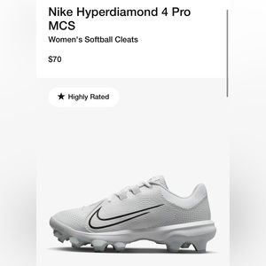 Nike Hyperdiamond 4 Pro MCS white Softball cleats size 8 women